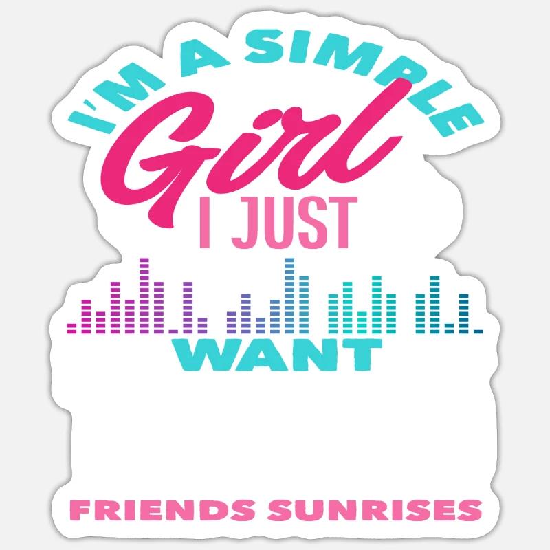 Techno Lover Einfache Mädchen Freunde Sticker Größe S (10 x 10 cm)