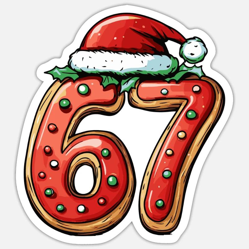 Biscuit de Noël à 67 chiffres - Sticker taille S (10 x 10 cm) - blanc mat