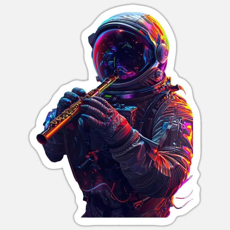 Flûte d’astronaute - Sticker taille S (10 x 10 cm) - blanc mat
