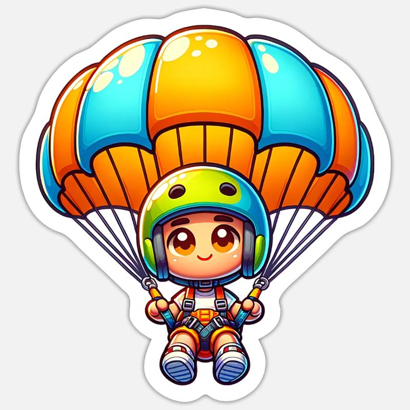 Parachutisme - Sticker taille S (10 x 10 cm) - blanc mat