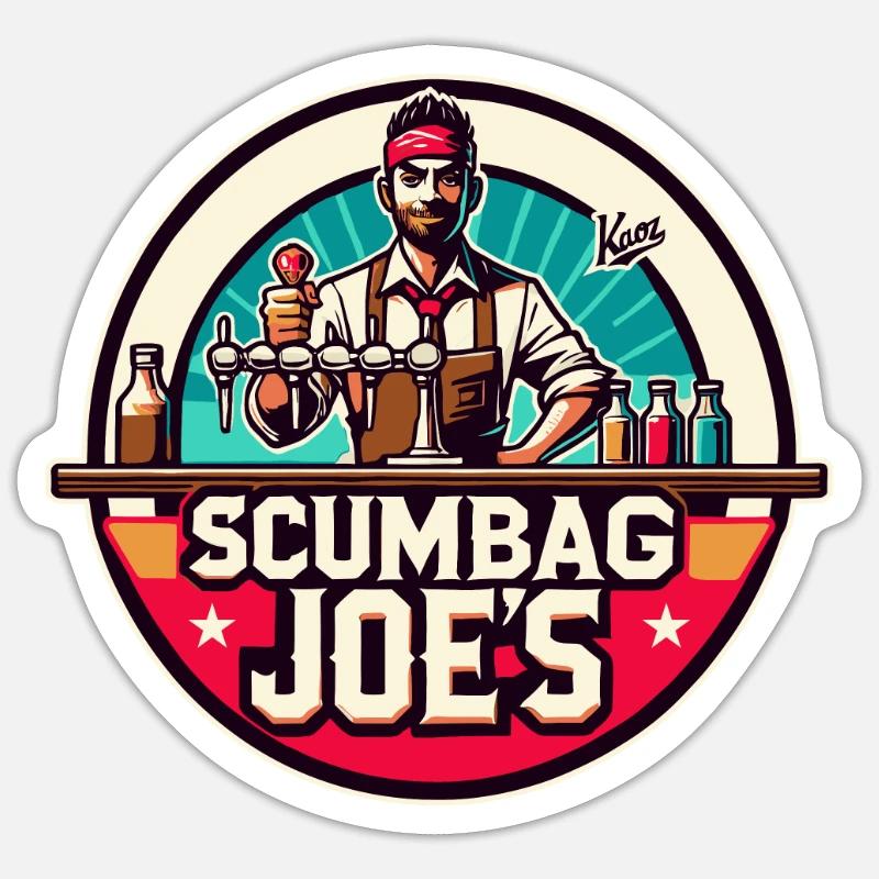 Scumbag Joe’s Bar & Pub - Sticker taille S (10 x 10 cm) - blanc mat