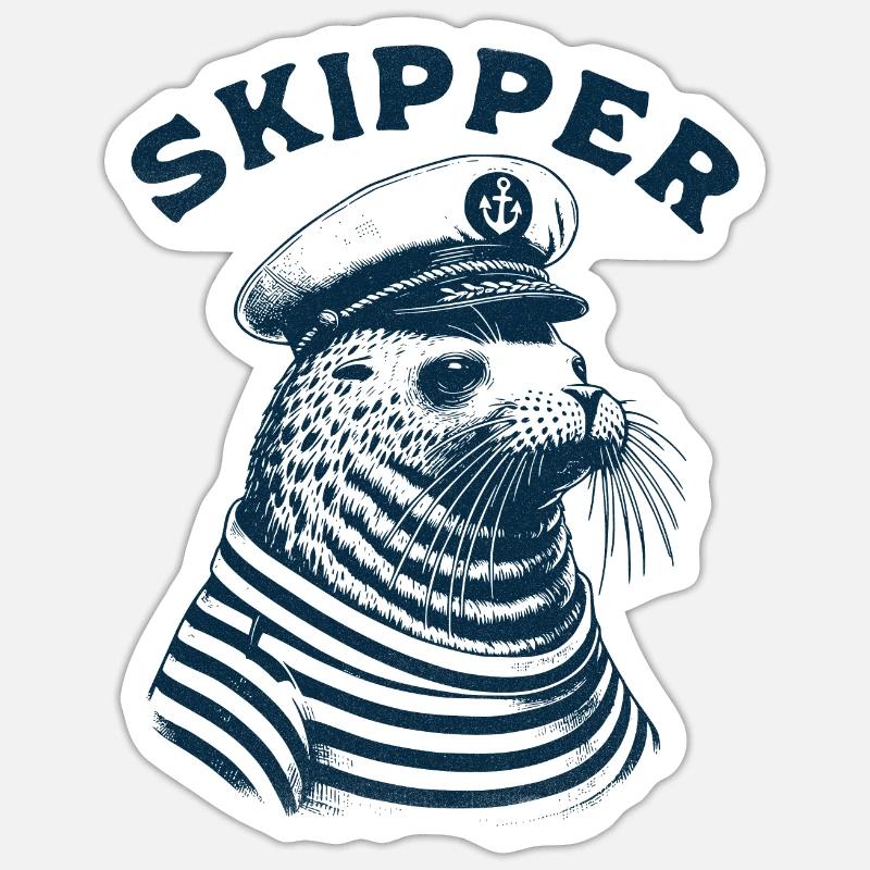 Phoque skipper Sticker taille S (10 x 10 cm)