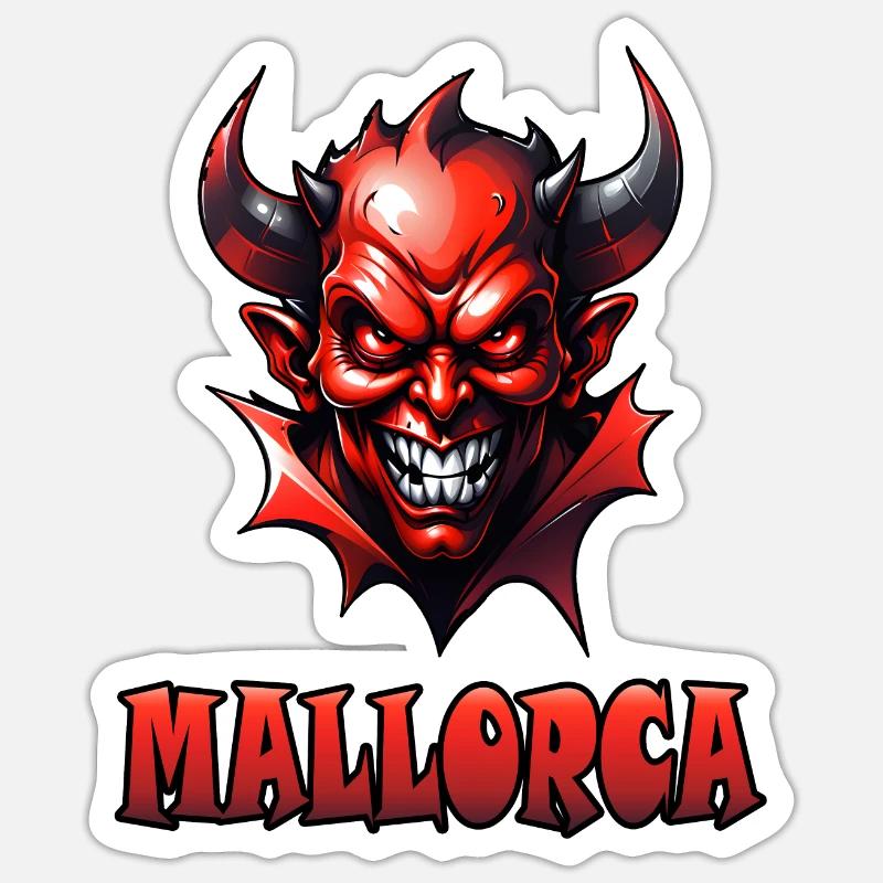 Majorque avec Red Devil Sticker taille S (10 x 10 cm)
