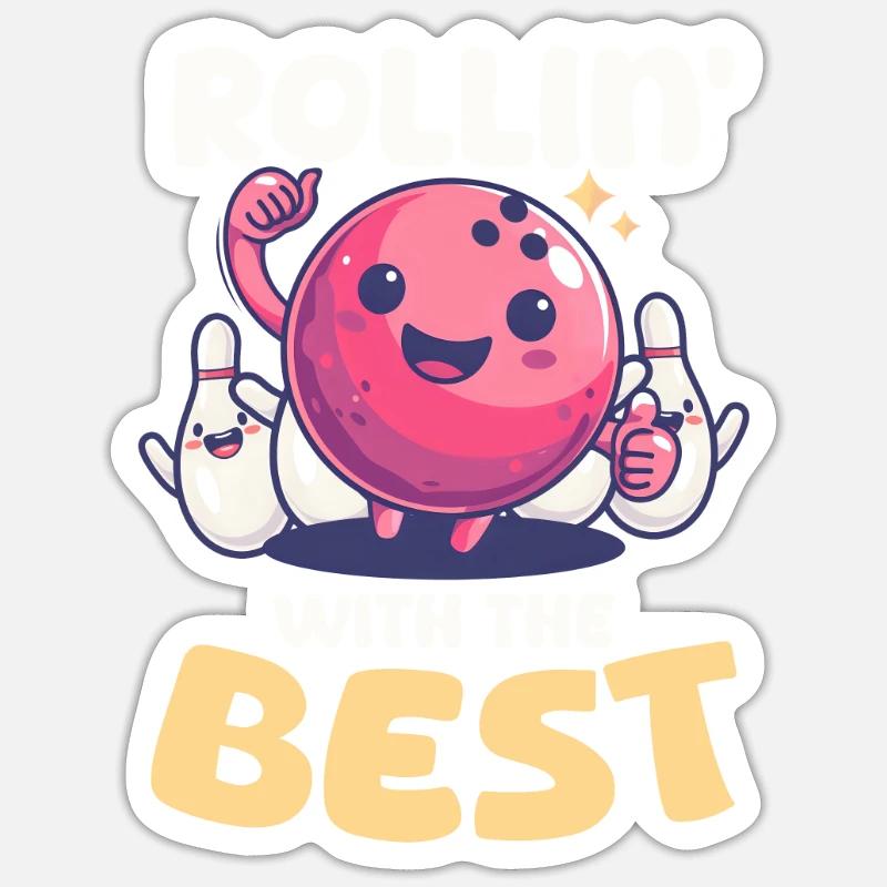 Bowling Rollin' avec les meilleurs - Sticker taille S (10 x 10 cm) - blanc mat