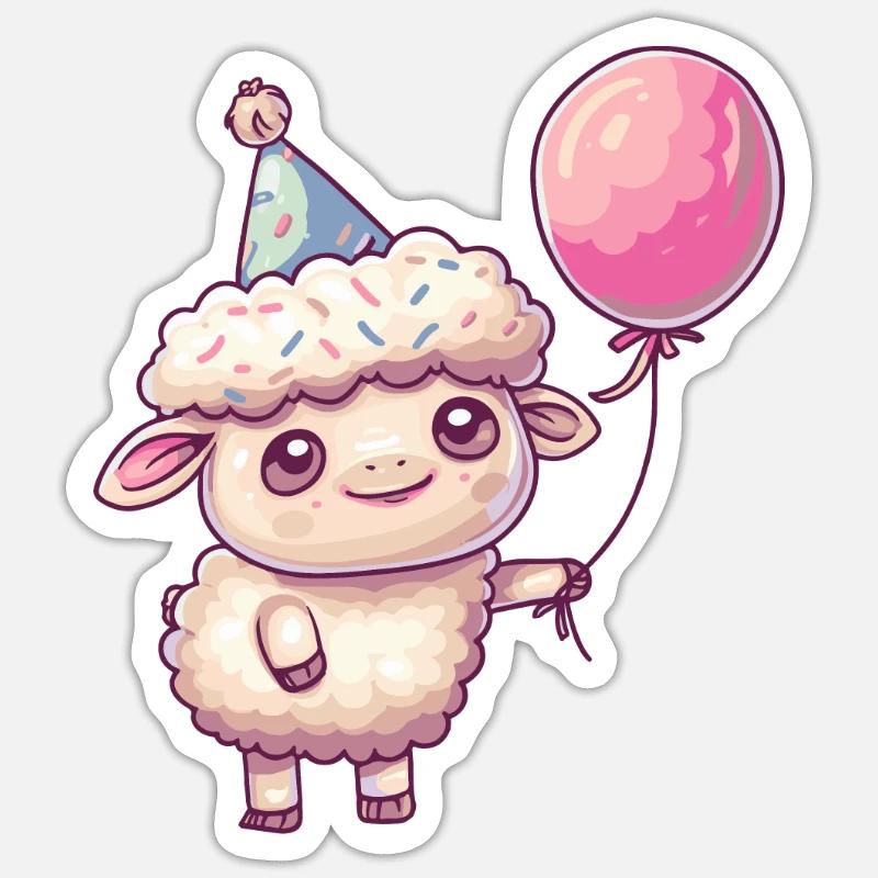 Bande dessinée d’anniversaire de mouton - Sticker taille S (10 x 10 cm) - blanc mat