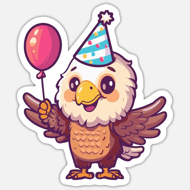 Bande dessinée d’anniversaire d’aigle - Sticker taille S (10 x 10 cm) - blanc mat