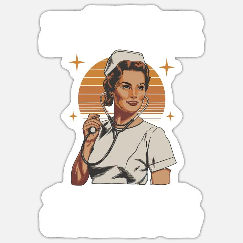 Superpower Krankenschwester - Sticker Größe S (10 x 10 cm) - Mattweiß