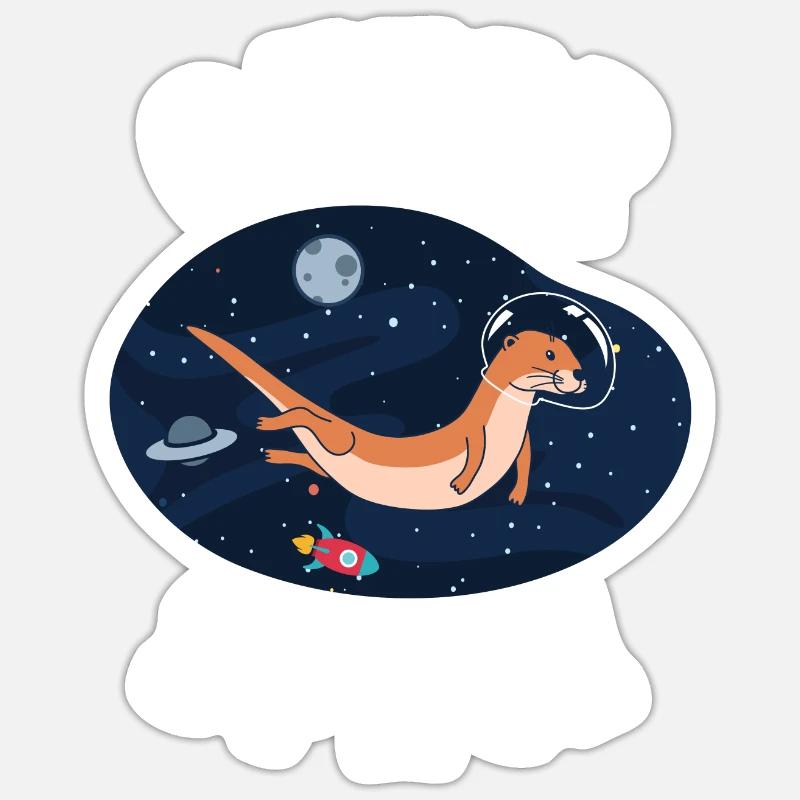 Otter Pun Astronaute des sciences de l’espace Sticker taille S (10 x 10 cm)
