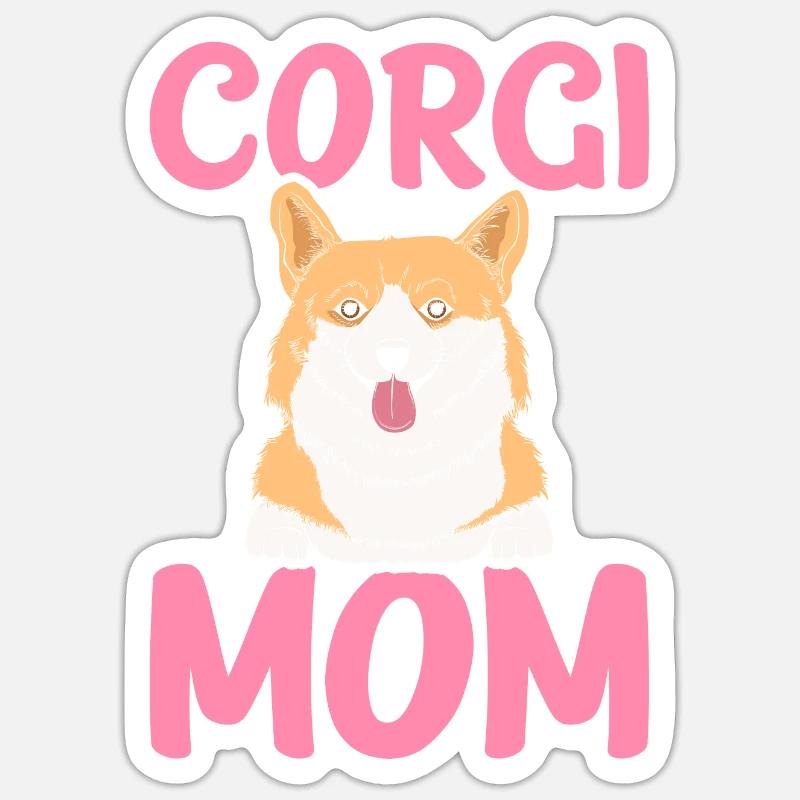 Maman Corgi - Sticker taille S (10 x 10 cm) - blanc mat
