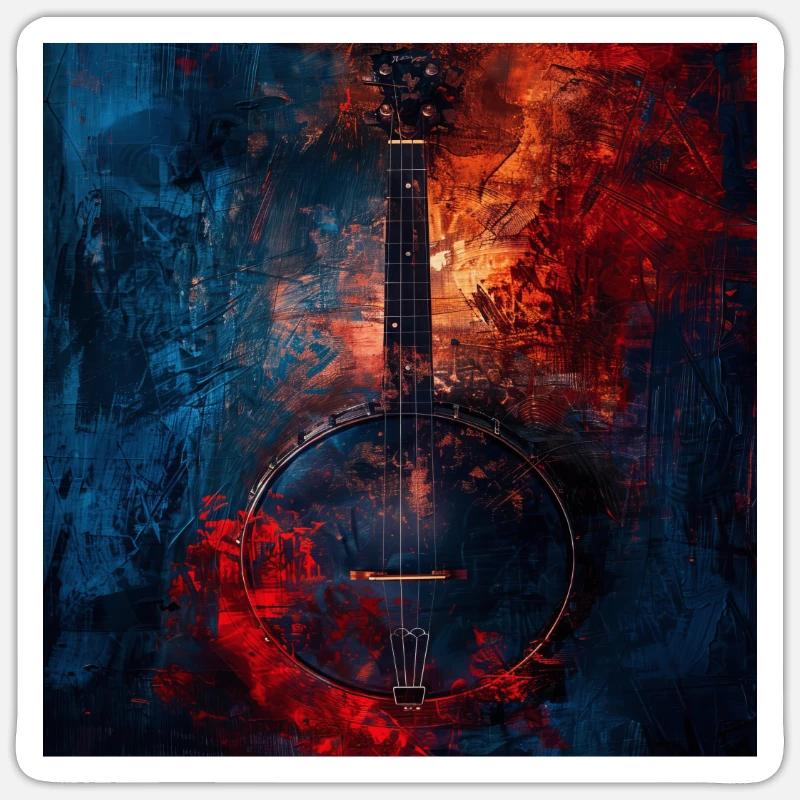 Banjo - Sticker taille S (10 x 10 cm) - blanc mat