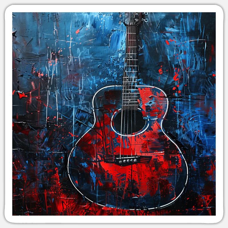 Guitar - Sticker size S (10 x 10 cm) - white matte