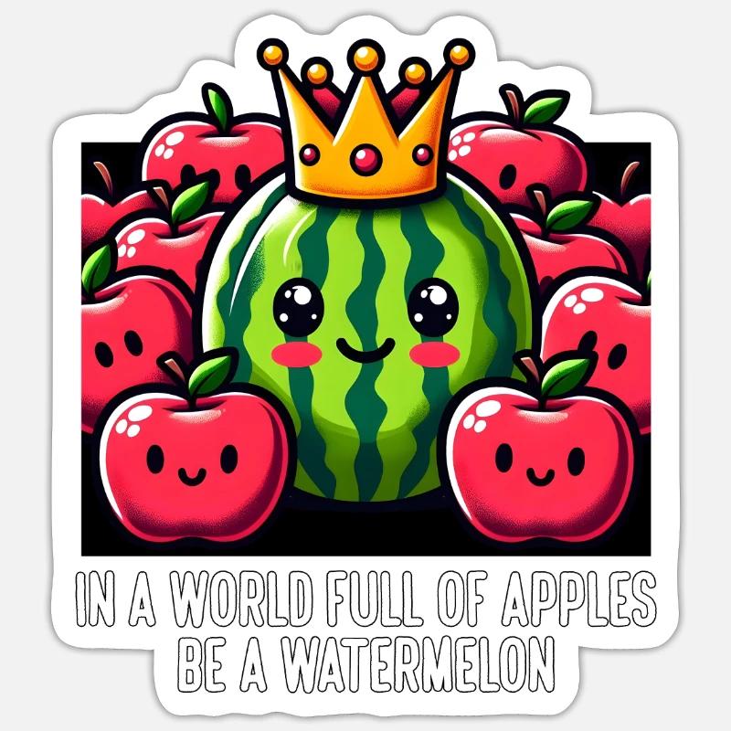 IN EINER WELT VOLLER ÄPFEL SEI EINE WASSERMELONE Sticker Größe S (10 x 10 cm)
