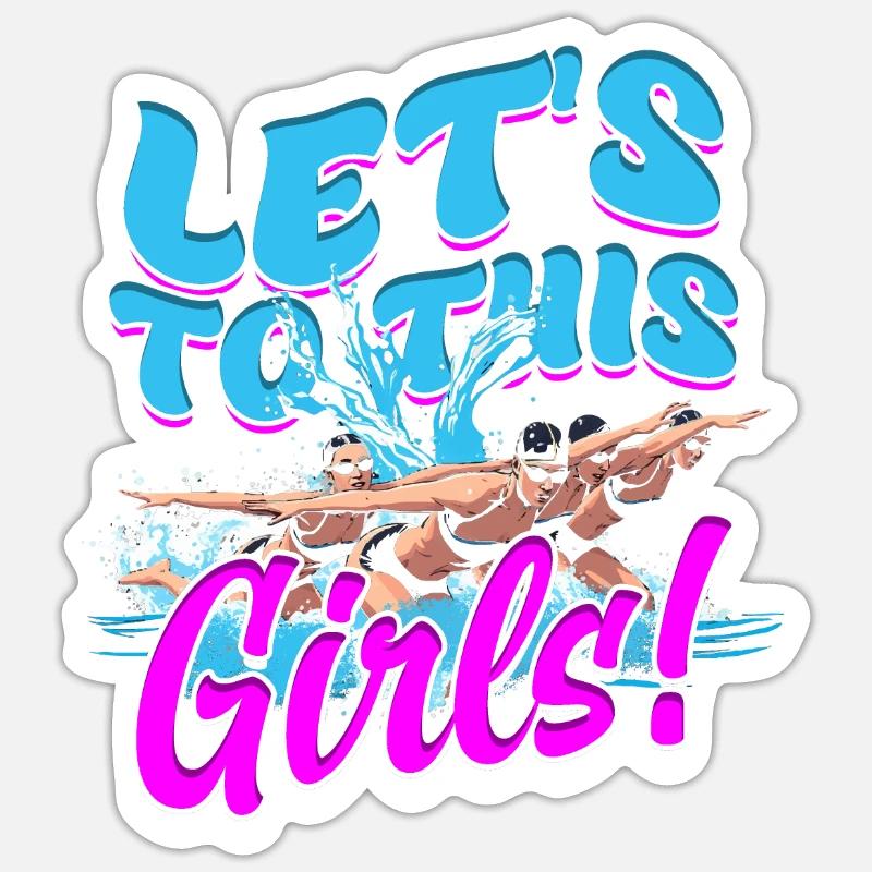 Synchronschwimmen Synchro Schwimmer - Sticker Größe S (10 x 10 cm) - Mattweiß