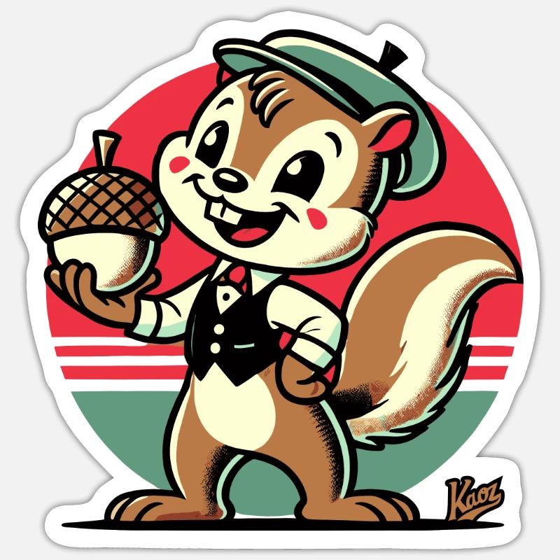 Eichhörnchen mit Haselnuss - Sticker Größe S (10 x 10 cm) - Mattweiß