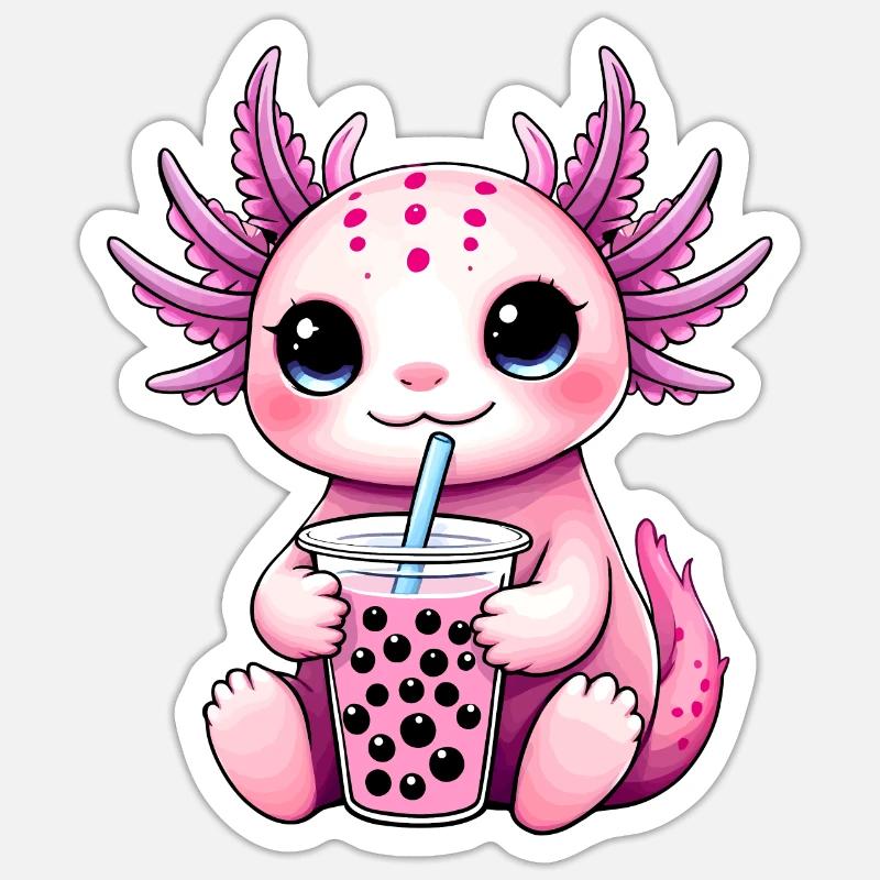 Axolotl Bubble Tea Sticker Größe S (10 x 10 cm)