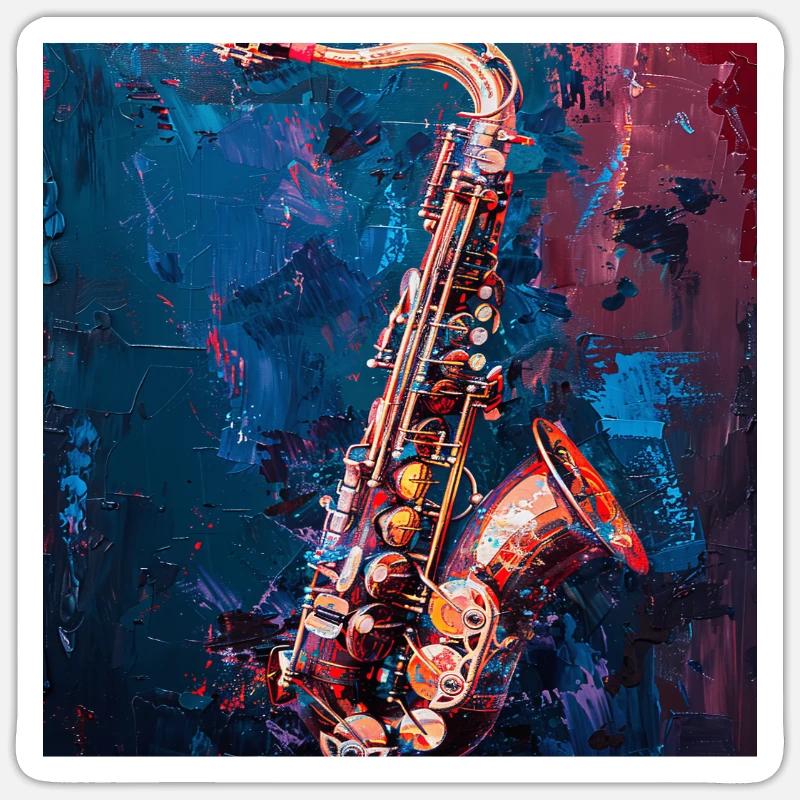 Saxophone - Sticker taille S (10 x 10 cm) - blanc mat