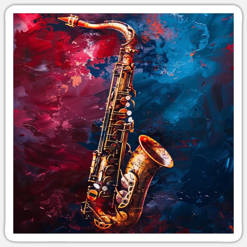 Saxophone - Sticker taille S (10 x 10 cm) - blanc mat