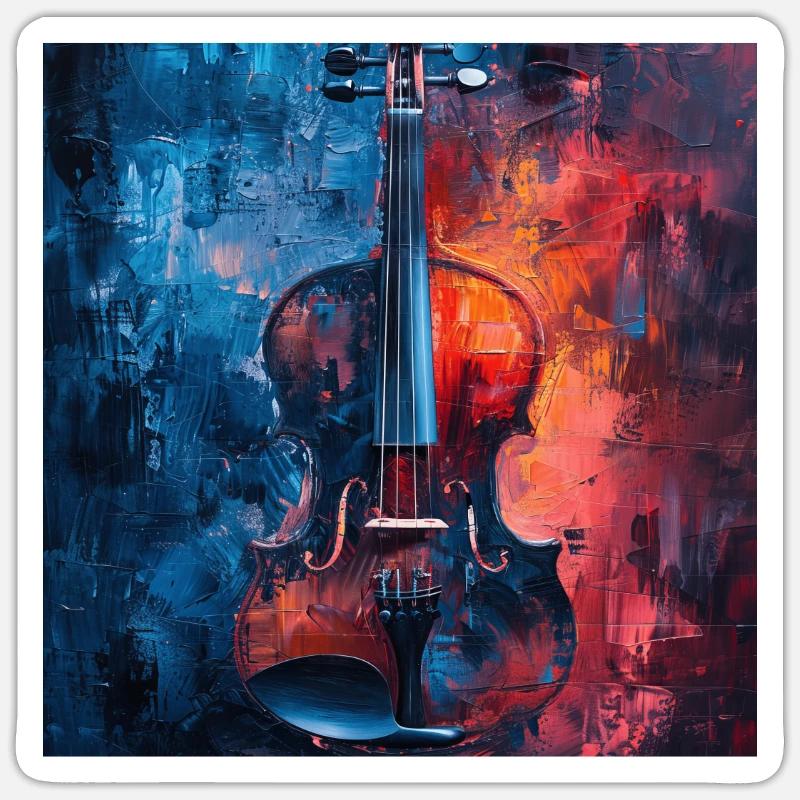 Violon - Sticker taille S (10 x 10 cm) - blanc mat