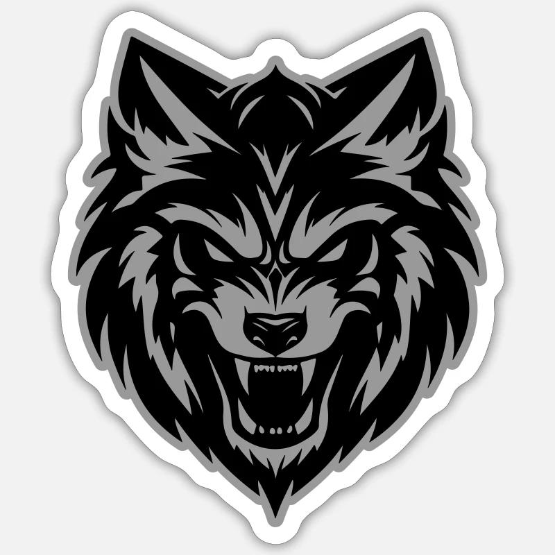Tête de loup - Sticker taille S (10 x 10 cm) - blanc mat