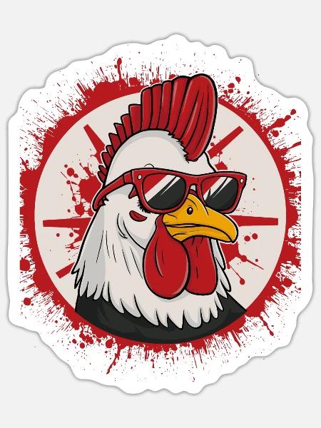Stolzer Hahn für einen Hühnerzüchter Hühnerhalter - Sticker Größe S (10 x 10 cm) - Mattweiß