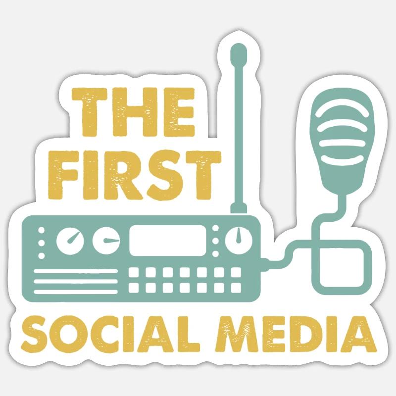 Das Erste Soziale Medium Funkgerät Mikrofon Retro Sticker Größe S (10 x 10 cm)