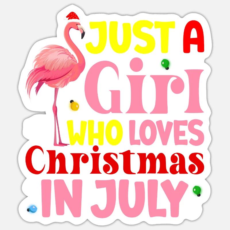 Flamingo Weihnachten im Juli Mädchen, das Weihnach - Sticker Größe S (10 x 10 cm) - Mattweiß