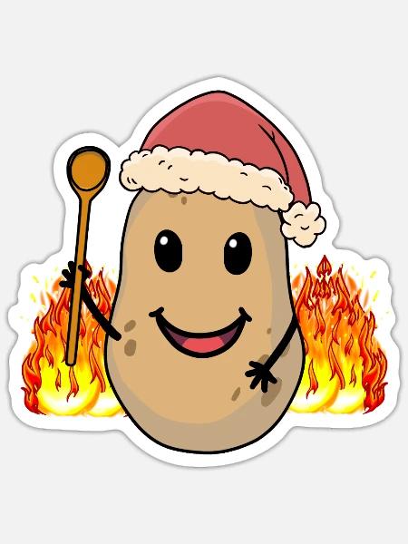 Nikolaus Weihnachtsmann Kartoffel Kartoffeln Santa - Sticker Größe S (10 x 10 cm) - Mattweiß