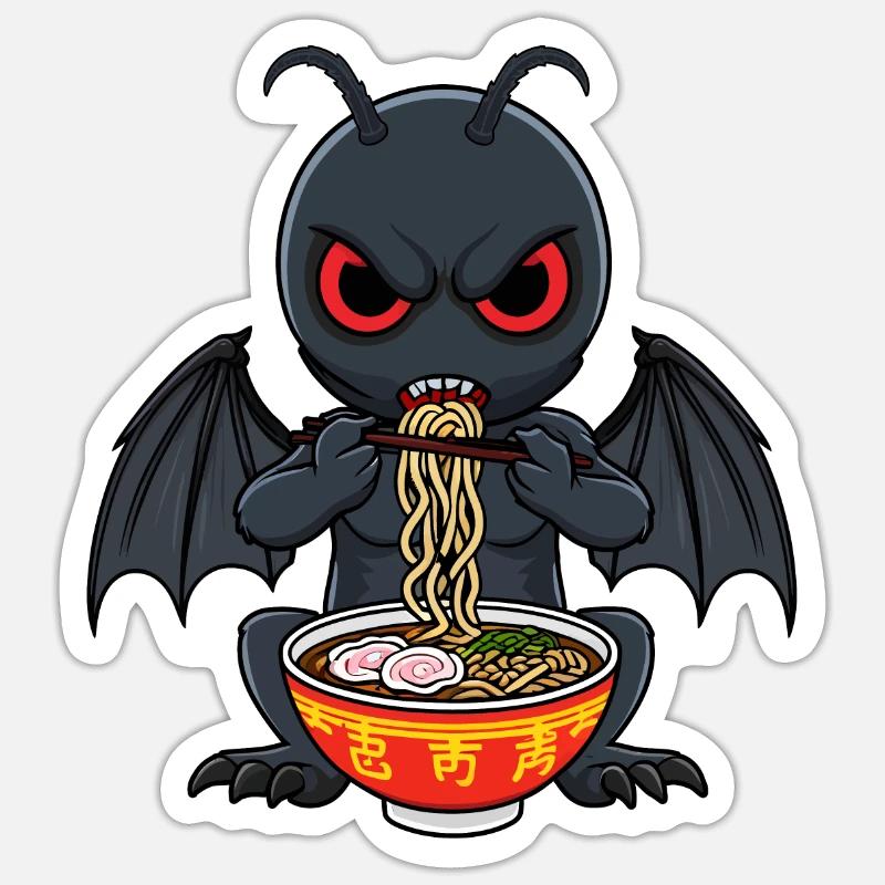 Mothman Ramen - Sticker taille S (10 x 10 cm) - blanc mat