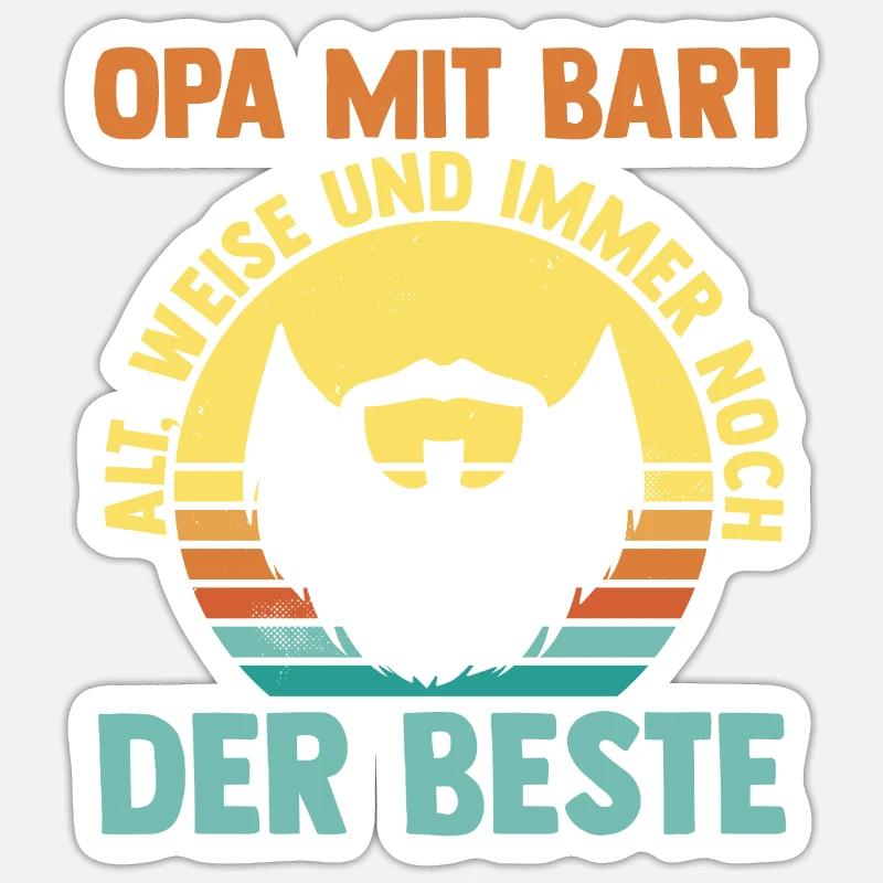 Papi avec une barbe - Sticker taille S (10 x 10 cm) - blanc mat