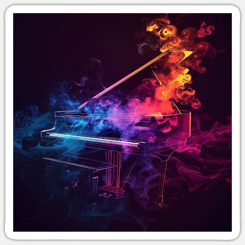 Piano - Sticker taille S (10 x 10 cm) - blanc mat