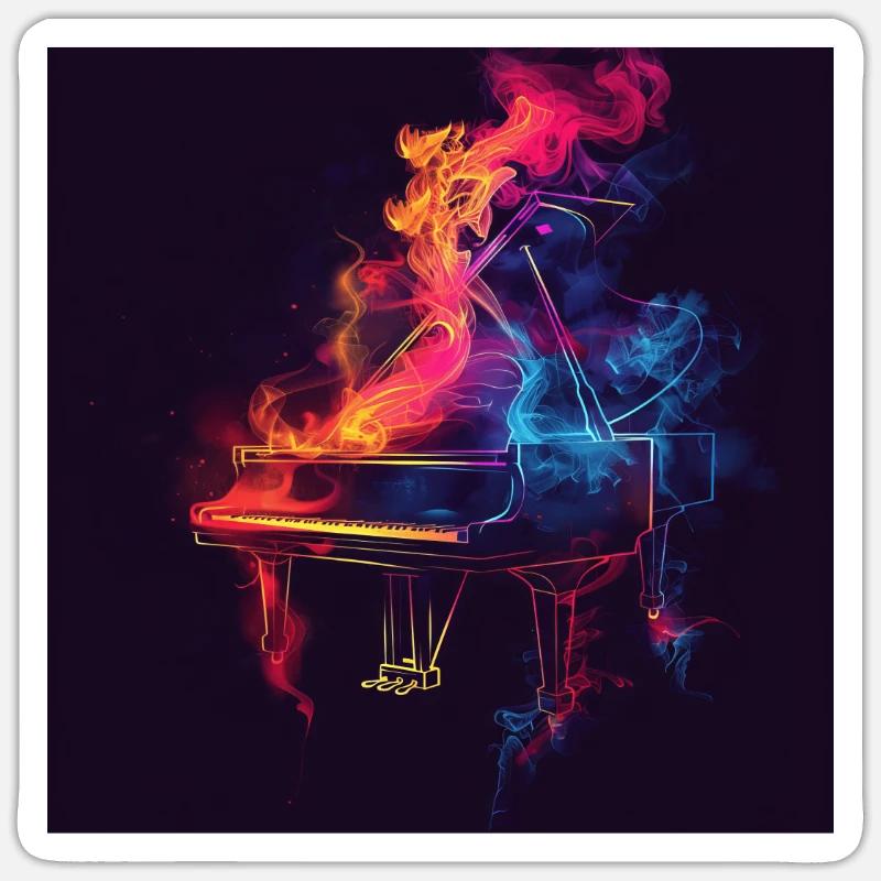 Piano - Sticker taille S (10 x 10 cm) - blanc mat