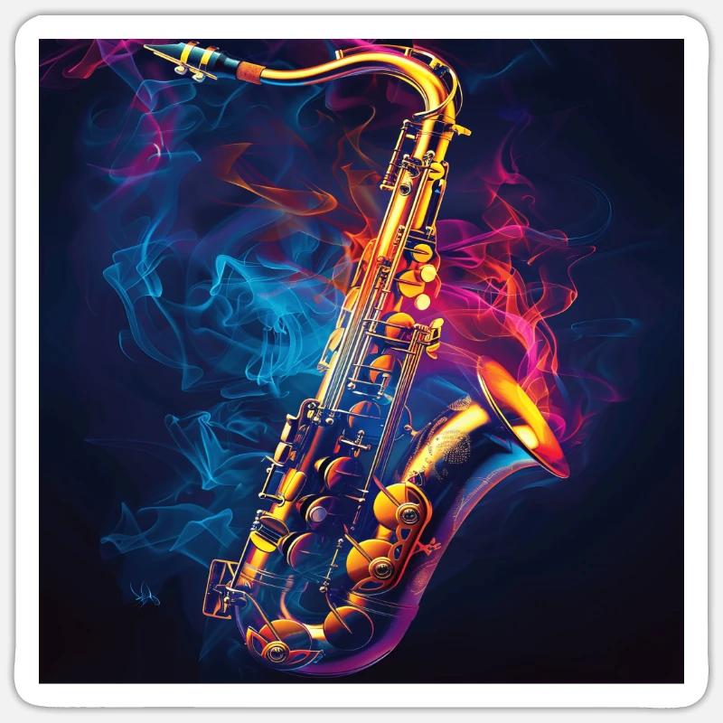 Saxophone - Sticker taille S (10 x 10 cm) - blanc mat