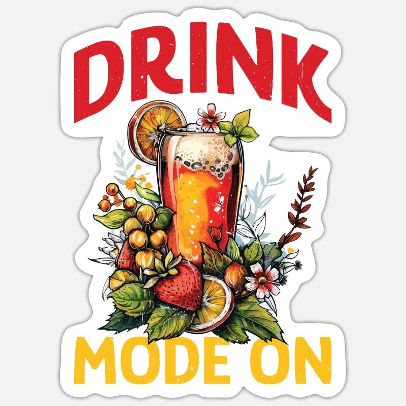 Drink Mode On 2 - Sticker Größe S (10 x 10 cm) - Mattweiß