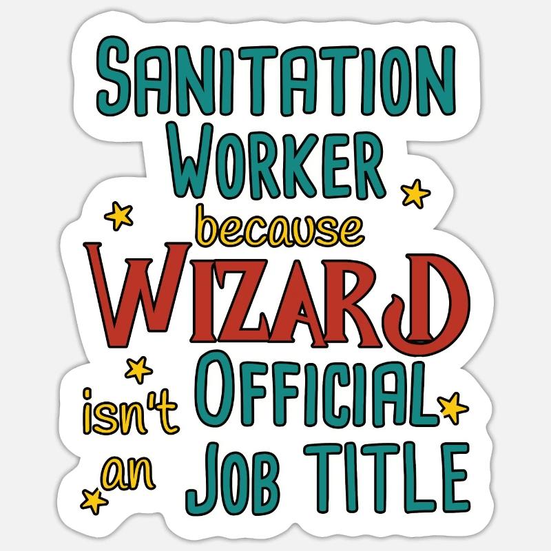 Sanitation worker Wizard - Sticker size S (10 x 10 cm) - white matte