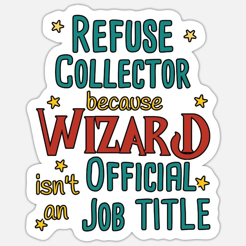 Refuse collector Wizard - Sticker size S (10 x 10 cm) - white matte