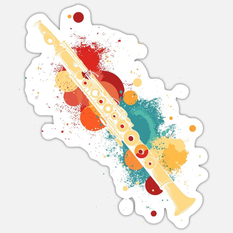 Flûte éclaboussée de couleur - Sticker taille S (10 x 10 cm) - blanc mat