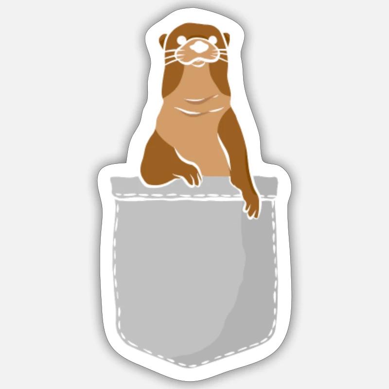 Poche loutre - Sticker taille S (10 x 10 cm) - blanc mat