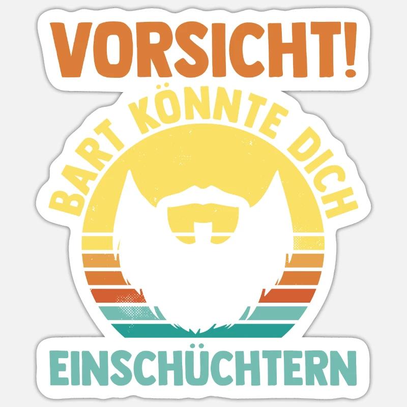 Bärtig Bartträger Bart - Sticker Größe S (10 x 10 cm) - Mattweiß