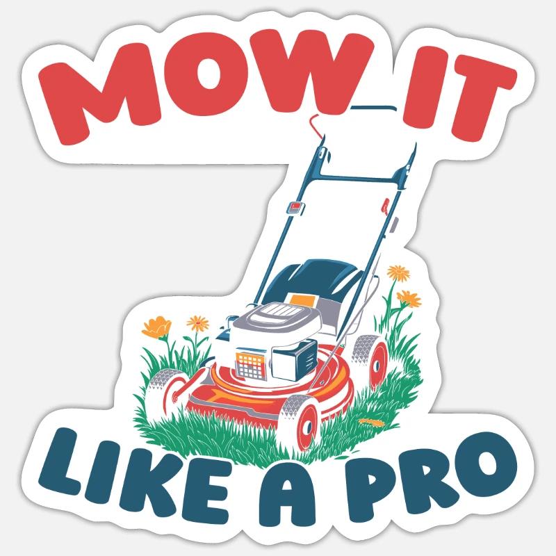 Rasenmäher Mähen - Sticker Größe S (10 x 10 cm) - Mattweiß