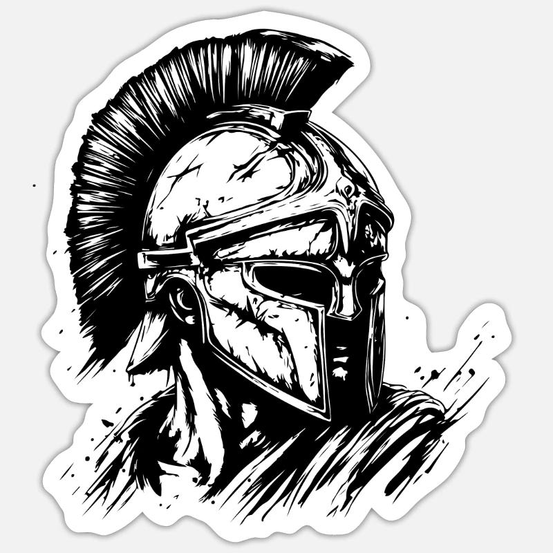 Icône du casque Spartan - Sticker taille S (10 x 10 cm) - blanc mat