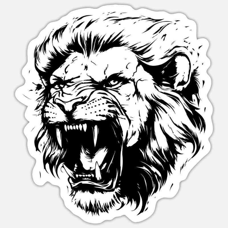Löwe Kopf - Sticker Größe S (10 x 10 cm) - Mattweiß