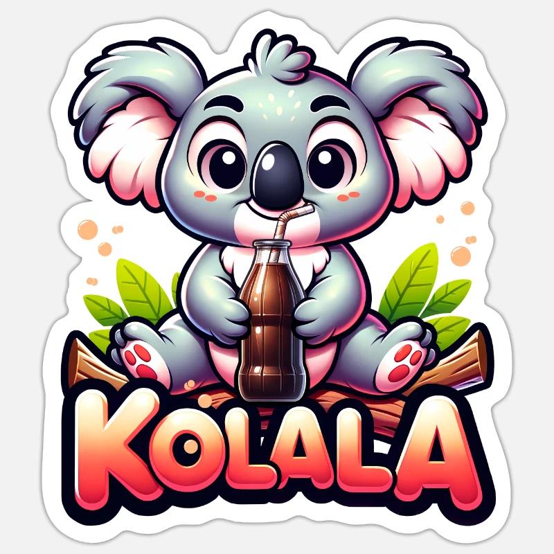 Kolala - Jeu de mots Koala mignon avec - Sticker taille S (10 x 10 cm) - blanc mat