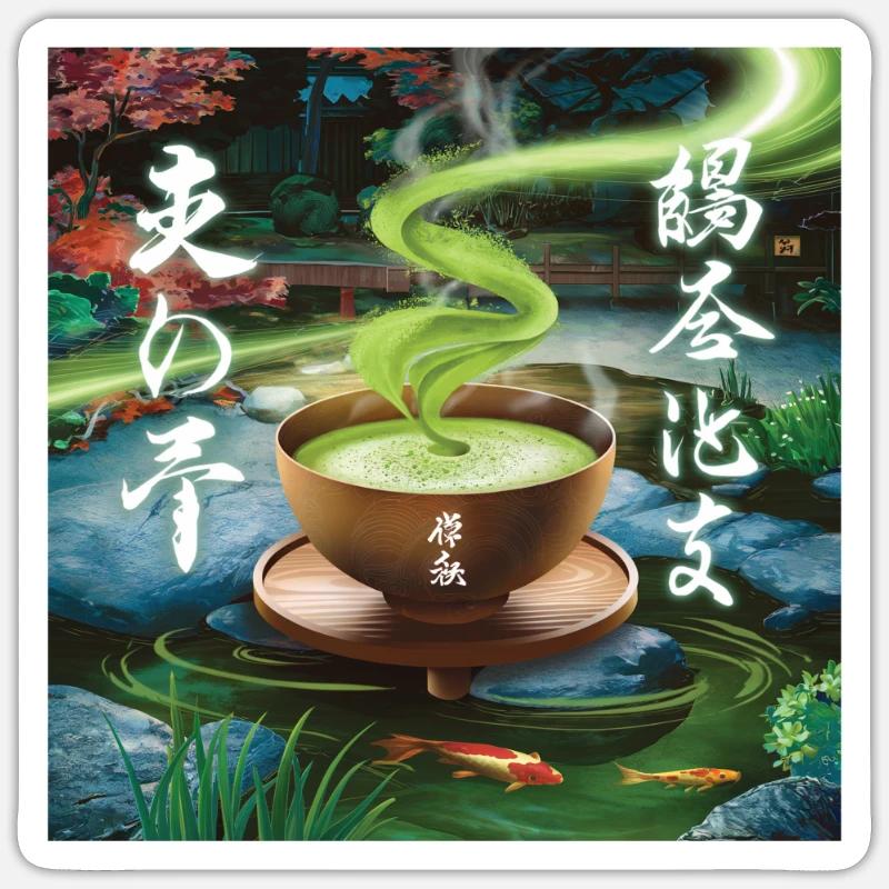 Le Matcha - Sticker taille S (10 x 10 cm) - blanc mat