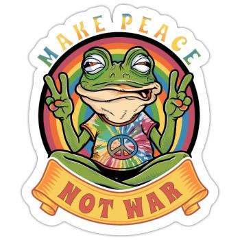 Mach Frieden statt Krieg Der Hippie-Frosch - Sticker Größe S (10 x 10 cm) - Mattweiß - Vorne