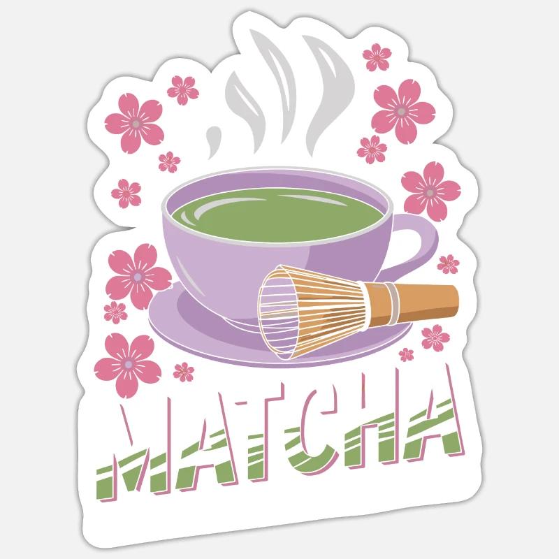 Le Matcha - Sticker taille S (10 x 10 cm) - blanc mat