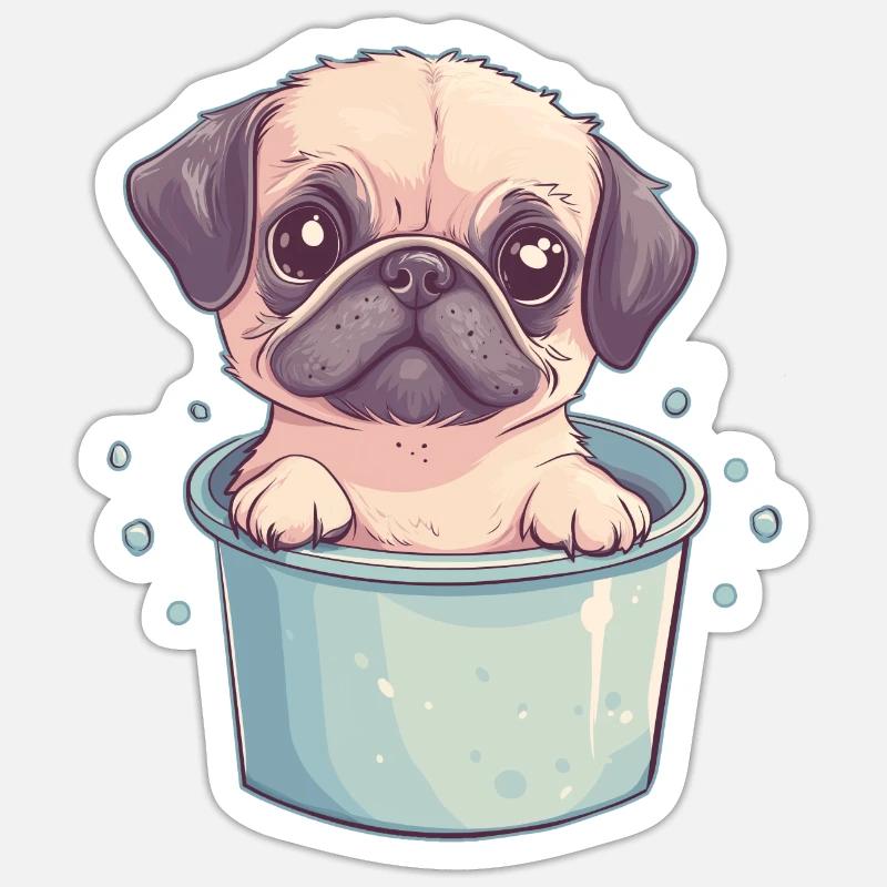 Bain de carlin - Sticker taille S (10 x 10 cm) - blanc mat
