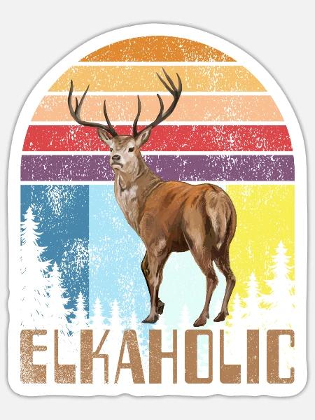 Elchjagd Elkaholische Jäger - Sticker Größe S (10 x 10 cm) - Mattweiß