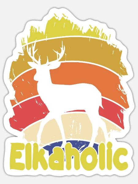Elchjagd Elkaholische Jäger - Sticker Größe S (10 x 10 cm) - Mattweiß
