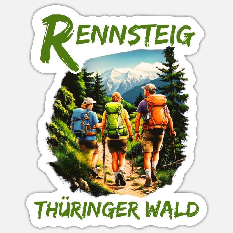 Rennsteig-Forêt de Thuringe-Thuringe - Sticker taille S (10 x 10 cm) - blanc mat