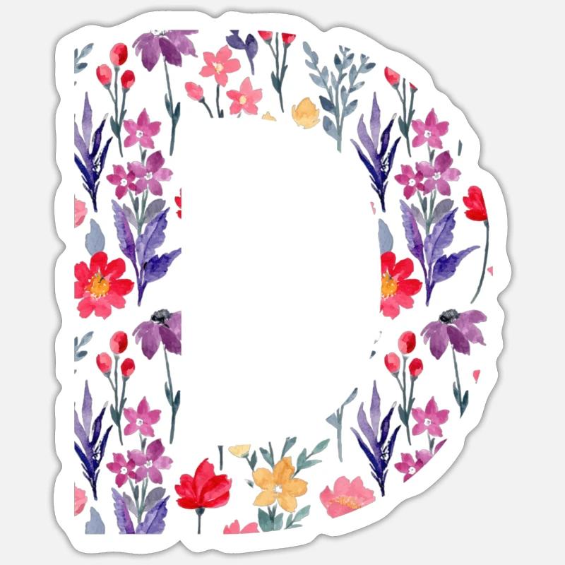 Personalized floral letter d - gift idea Sticker size S (10 x 10 cm)